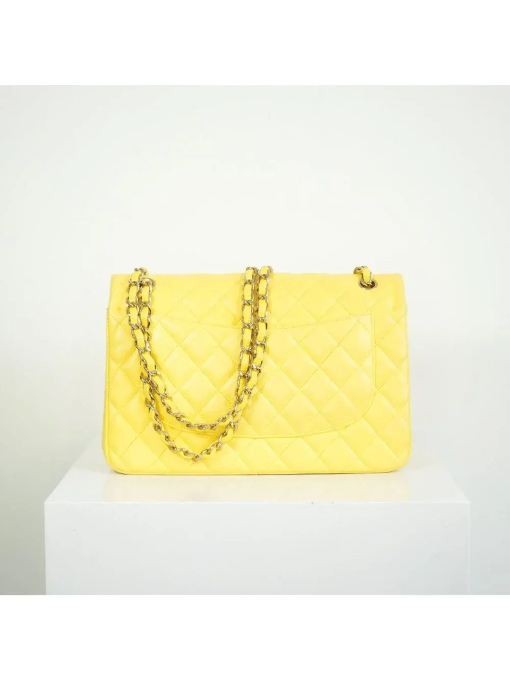 Chanel Yellow Lambskin Jumbo Double Flap Bag Full Set